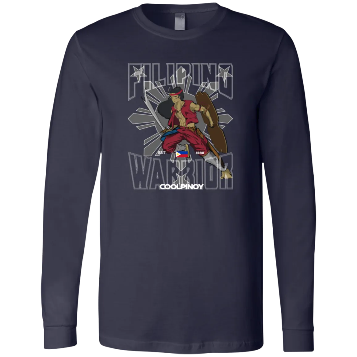 Filipino Warrior Grey Sun and Stars Unisex Jersey Long Sleeve T-Shirt