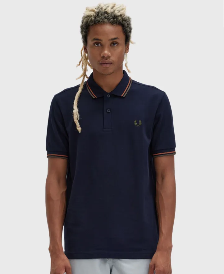 Fred Perry M3600 Twin Tipped Polo Shirt S35 Navy
