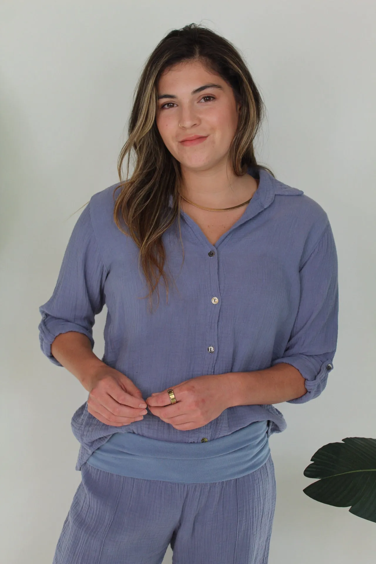 Fresh Laundry Gauze Button Up