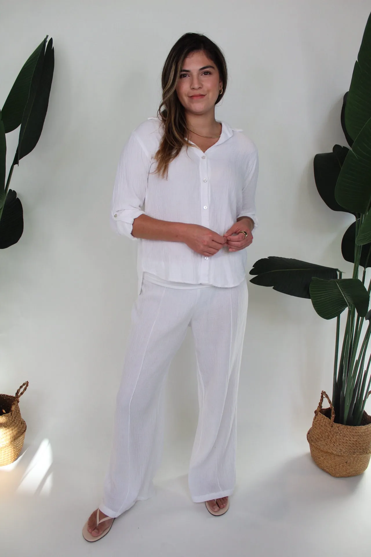 Fresh Laundry Gauze Button Up
