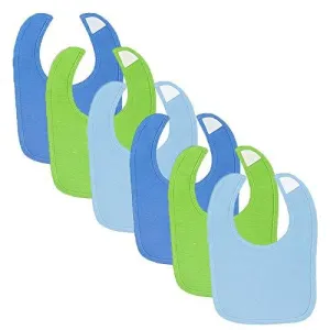 Gerber® 6-Pack Boys Solid Blue & Green Dribbler Bibs
