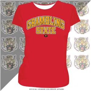 GRAMBLING STATE | GRAMBLING Arch Logo RED Ladies Tees (**)