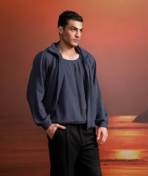 Gray knit jacket and vest