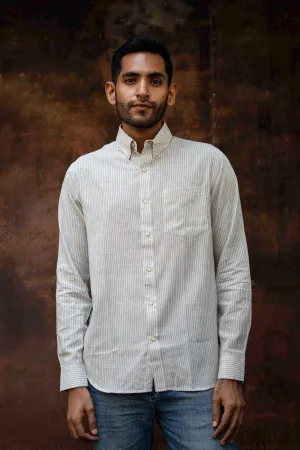 Green and Mustard Stripes · Button Down Collar · Full Sleeve Shirt
