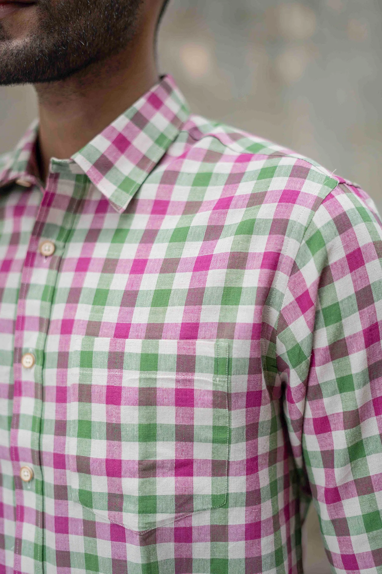 Green and Purple Checks · Regular Collar · Full Sleeve Shirt