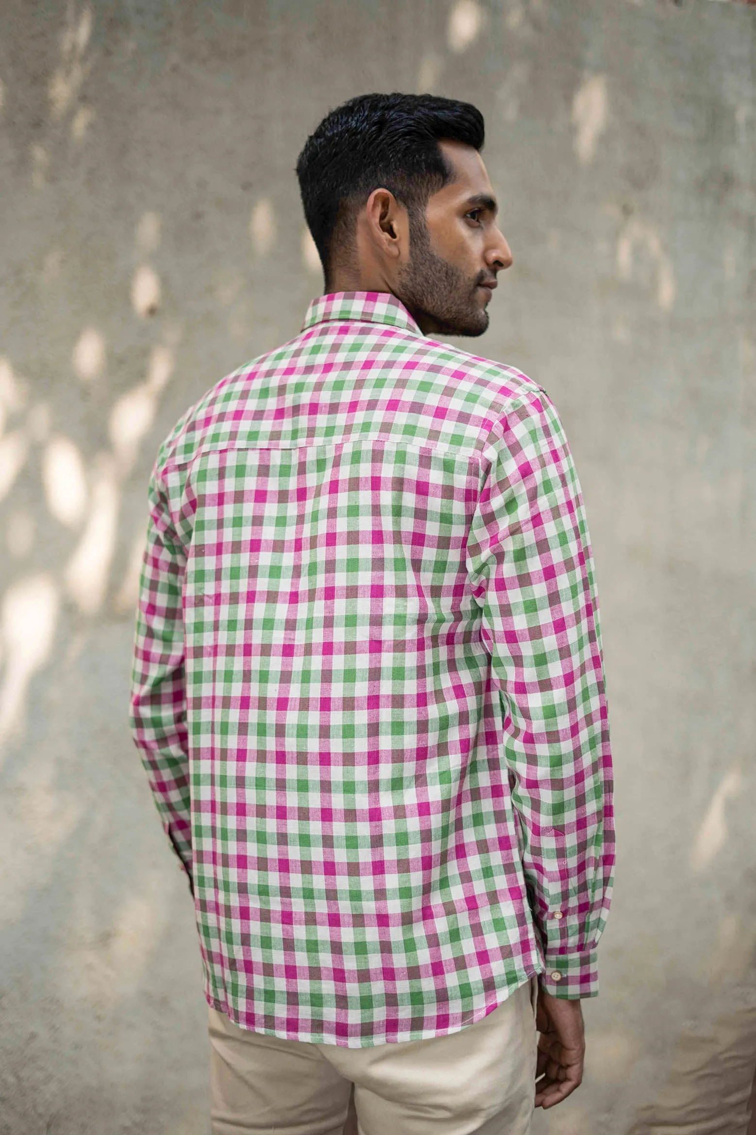 Green and Purple Checks · Regular Collar · Full Sleeve Shirt