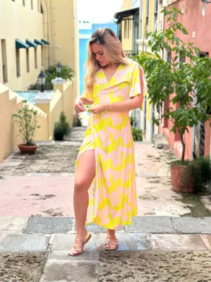 Green Garden Wrap Dress/ Long
