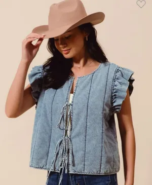 Hailey Denim Bow vest