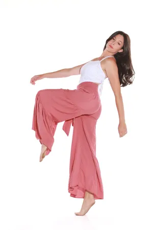 Happy Pants -tie wrap palazzo pants -Dusty Pink