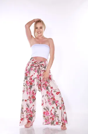 Happy Pants -tie wrap palazzo pants - pink