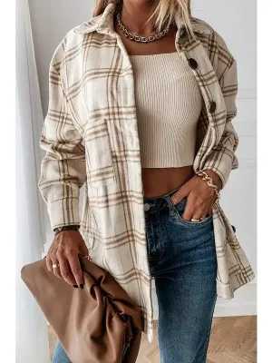 Heather Loose Fit Plaid Shirt Jacket