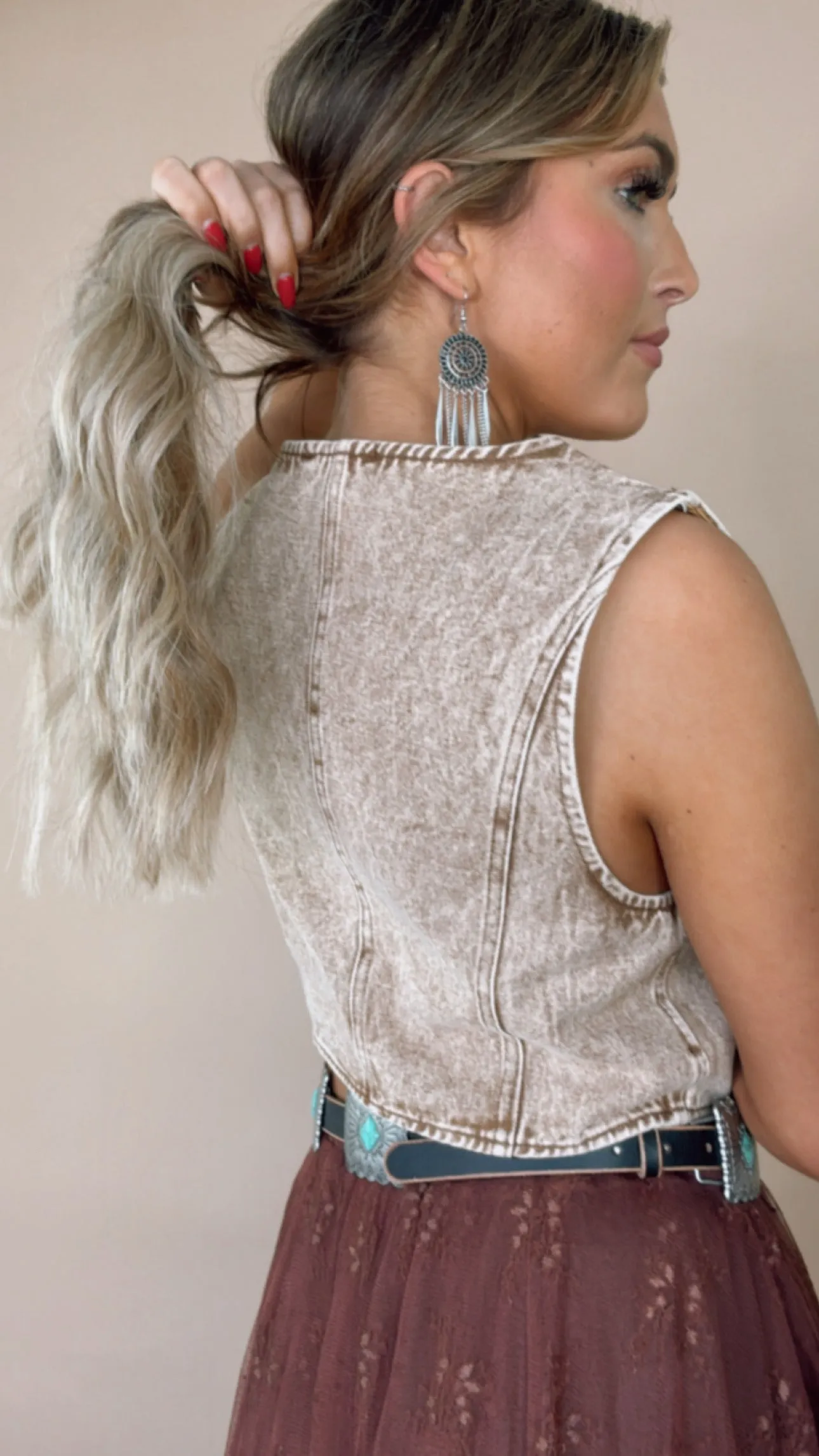 High Road Washed Sleeveless Vest, Brown