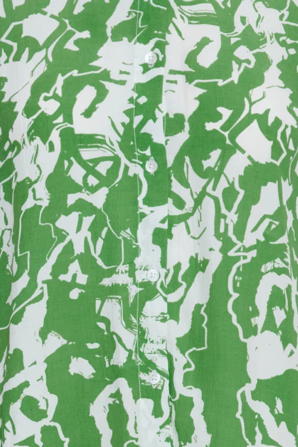 ICHI Regine Shirt - Green and white patterned shirt