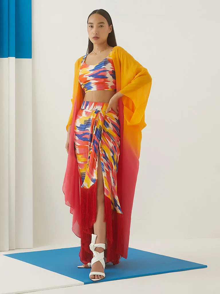 Ikat Draped Skirt & Blouse
