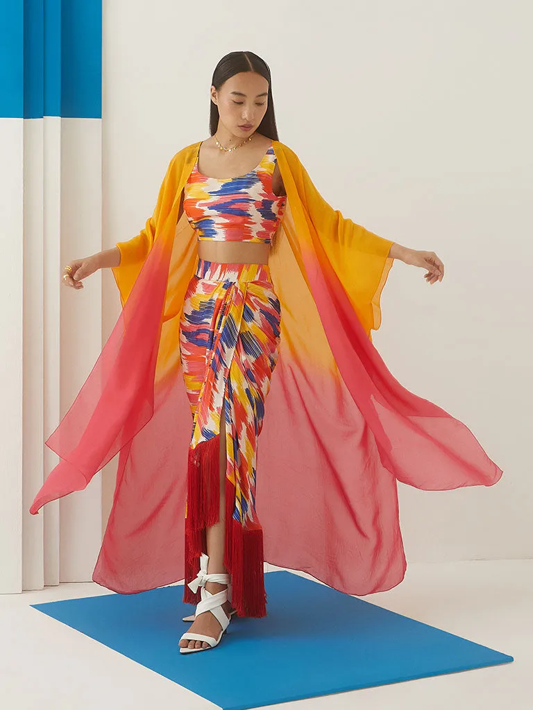 Ikat Draped Skirt & Blouse