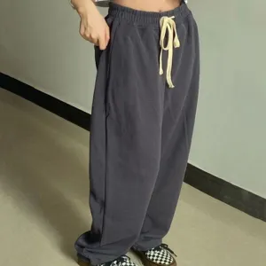 JazzHer Simple Solid Color Baggy Sweatpants