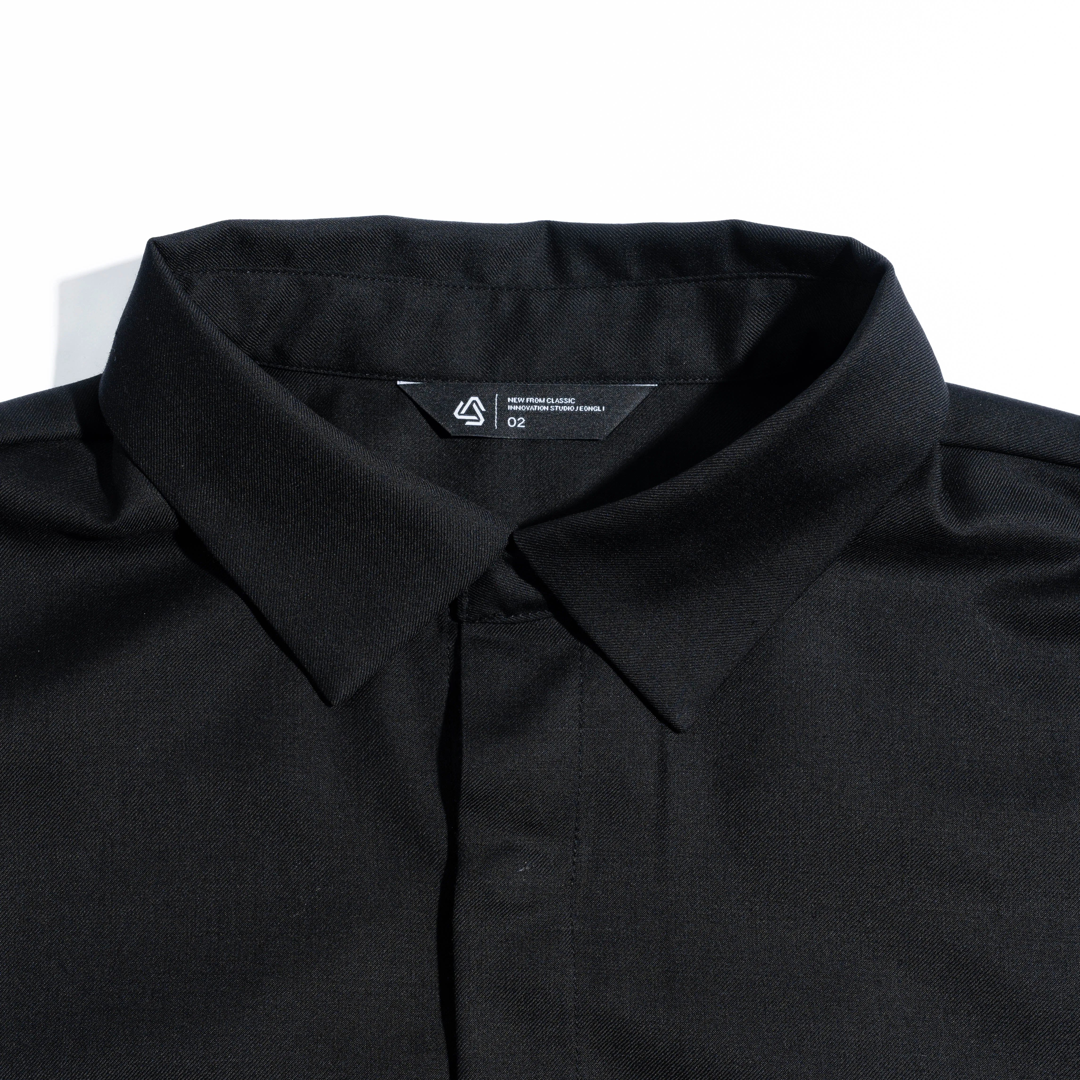 Jeongli Twill Dart Shirt Black