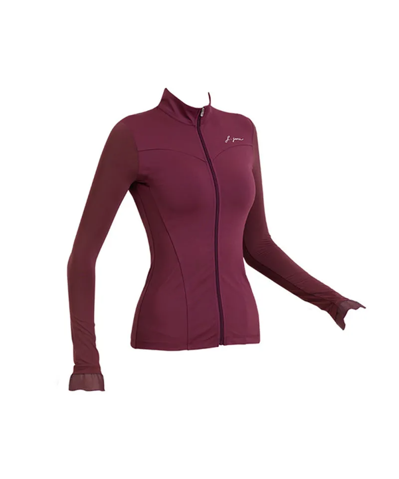 J.Jane Open Zipper Cooling T-Shirt - Wine