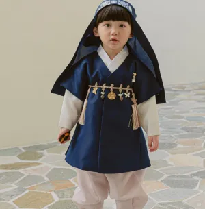 Joon Navy Solid Beige Boy Hanbok (100D-10YR)