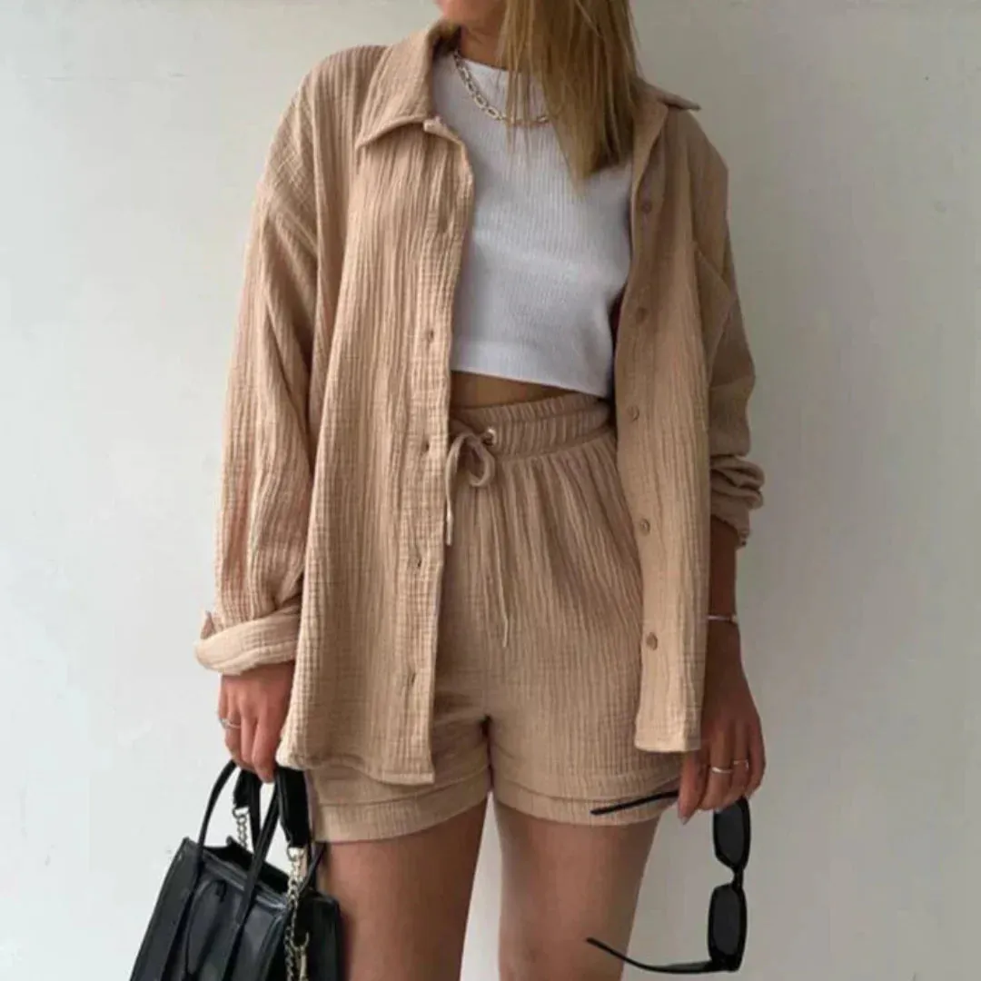 Julie | 2-piece cotton shirt and shorts set