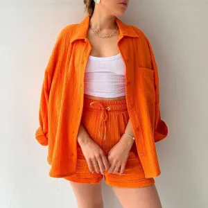 Julie | 2-piece cotton shirt and shorts set