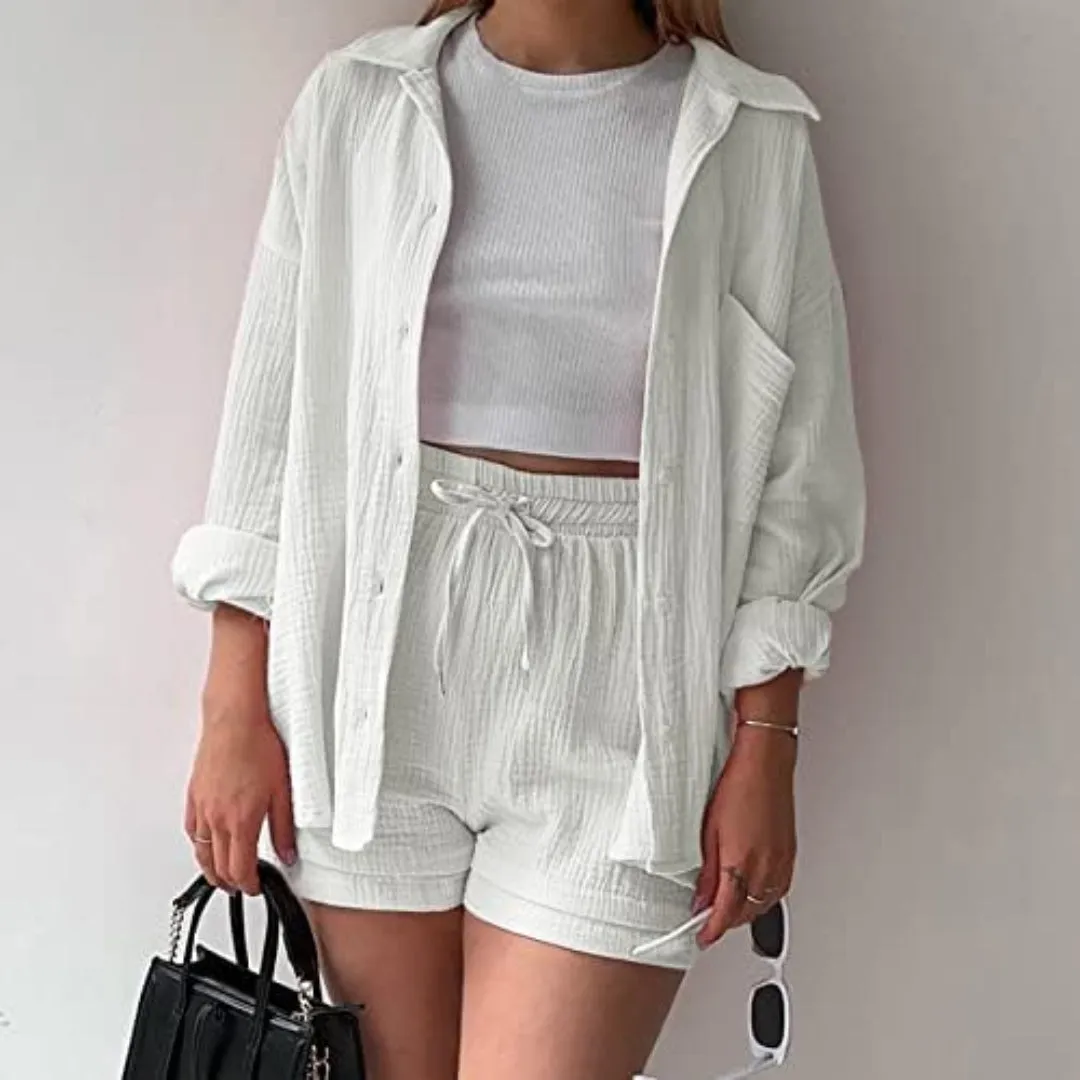 Julie | 2-piece cotton shirt and shorts set