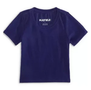 KatieJ NYC Tween Livi Ribbed Babydoll S/S Tee - Evening Blue