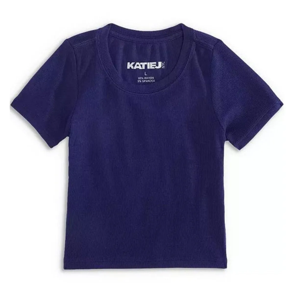 KatieJ NYC Tween Livi Ribbed Babydoll S/S Tee - Evening Blue