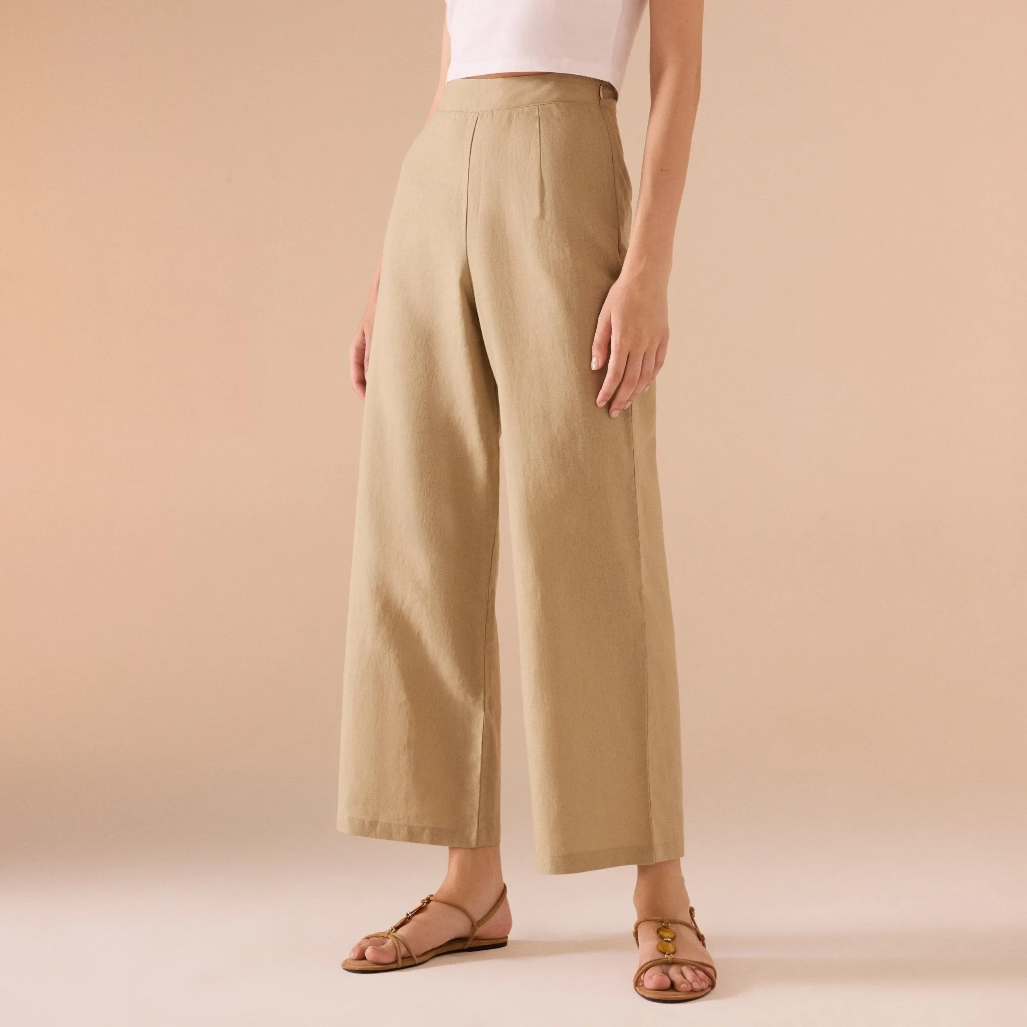Khaki linen Pant