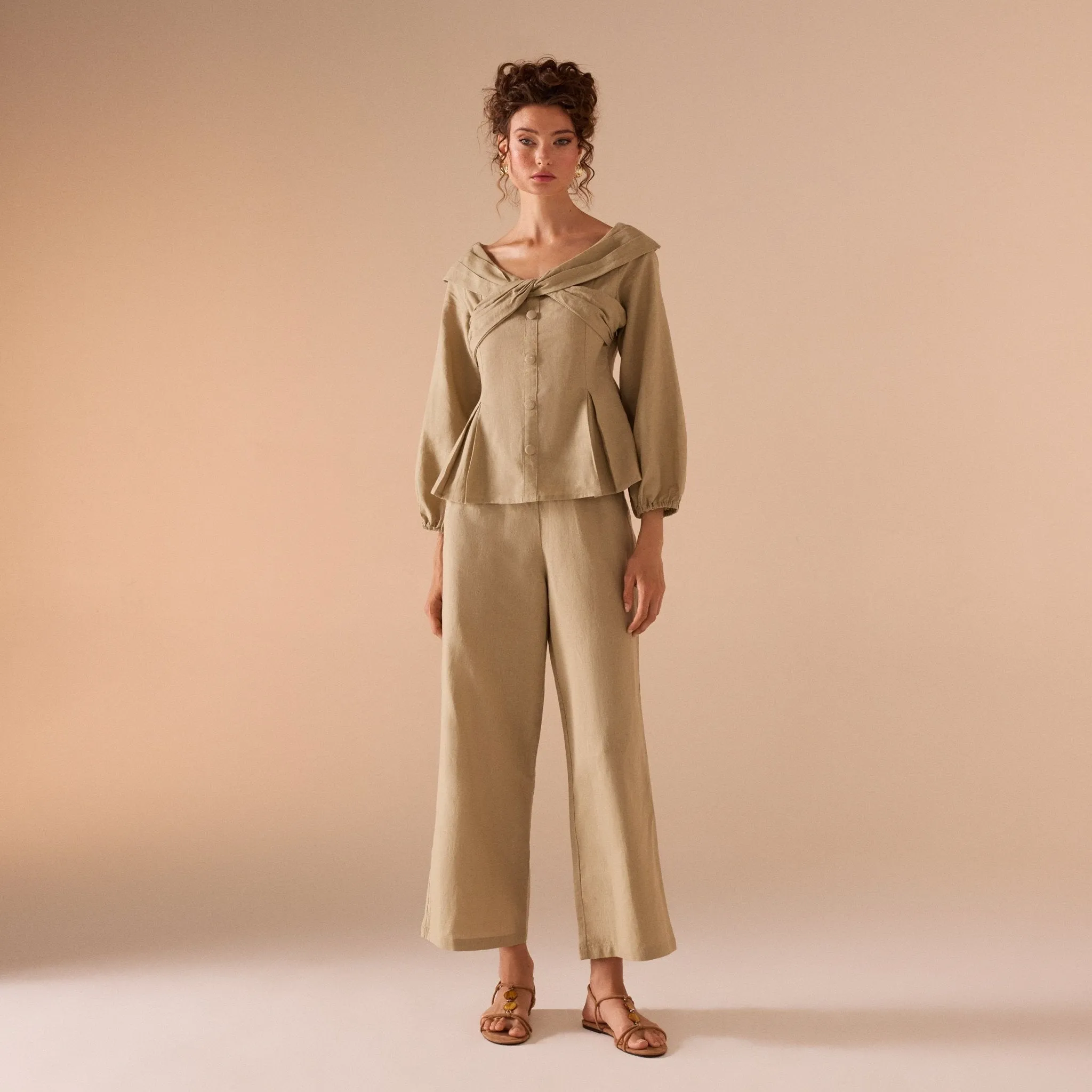 Khaki linen Pant