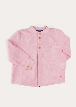 Lawrence Striped Mao Collar Long Sleeve Shirt in Red (18mths-10yrs)