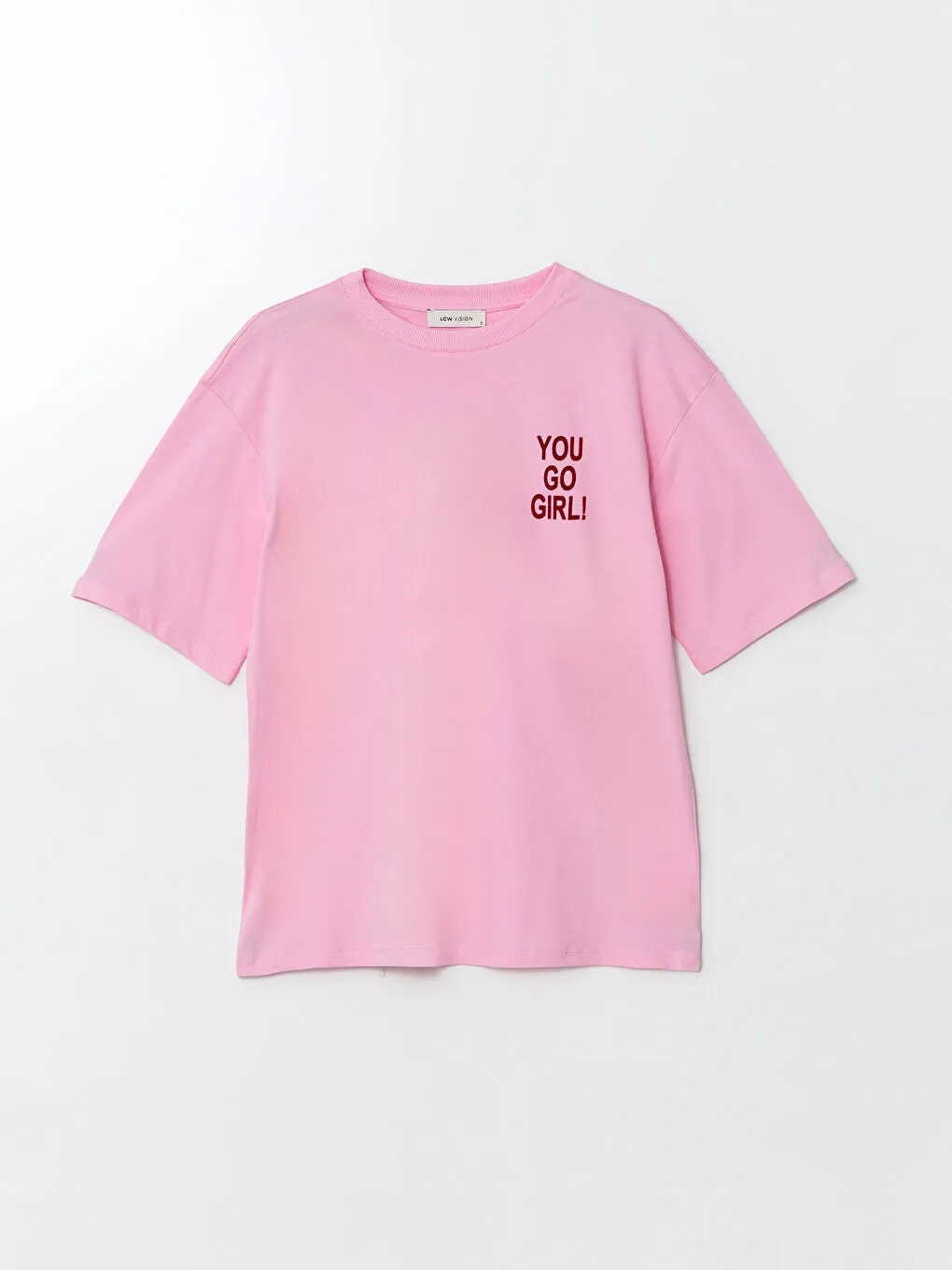LCW Vision Pink Crew Neck Printed Women T-Shirt