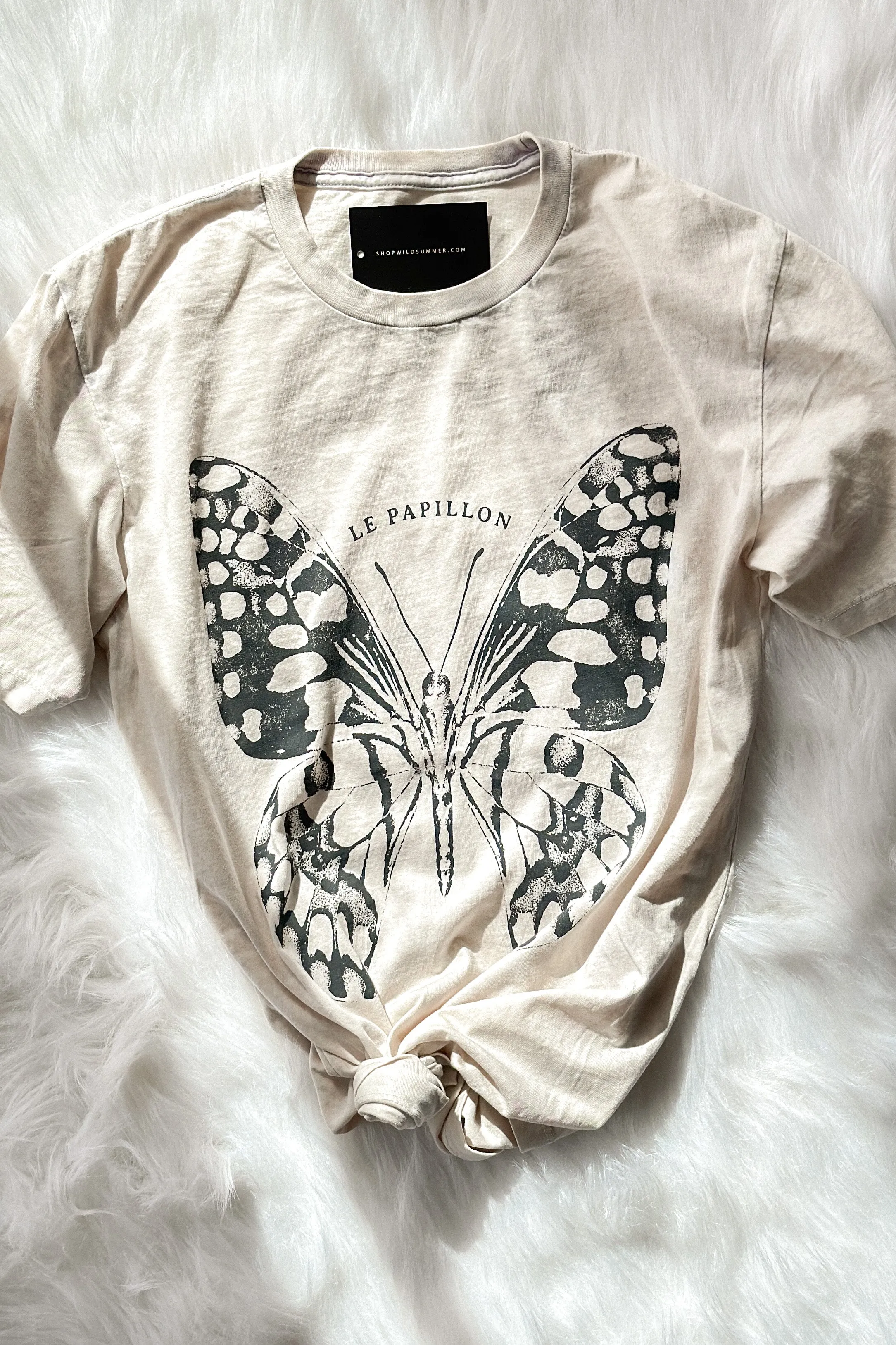 Le Papillion Butterfly Mineral Washed Graphic Tee (Natural) | FINAL SALE