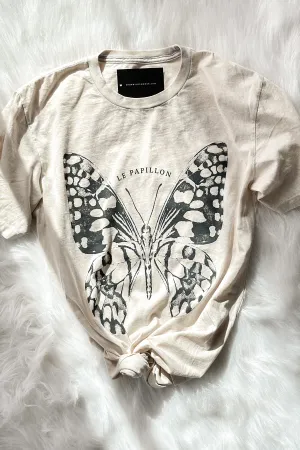Le Papillion Butterfly Mineral Washed Graphic Tee (Natural) | FINAL SALE