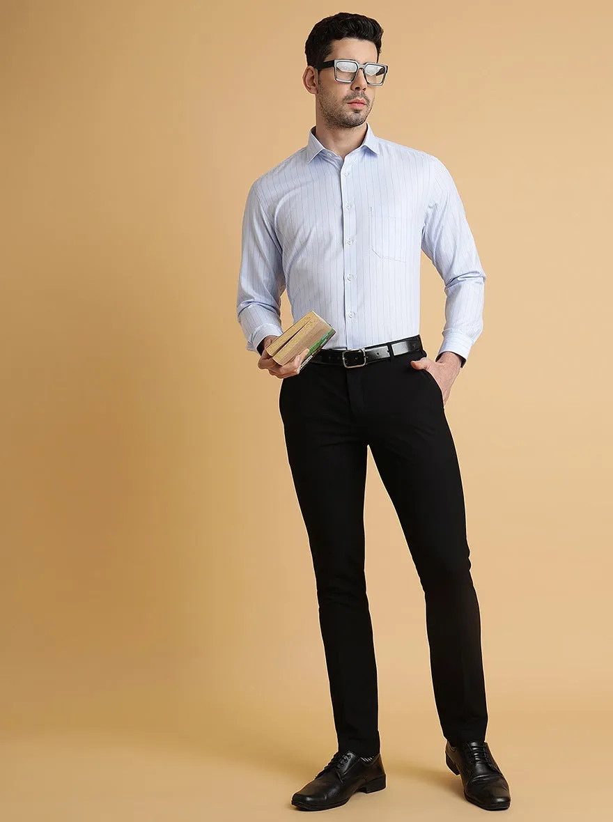 Light Blue Striped Regular Fit Formal Shirt | Greenfibre