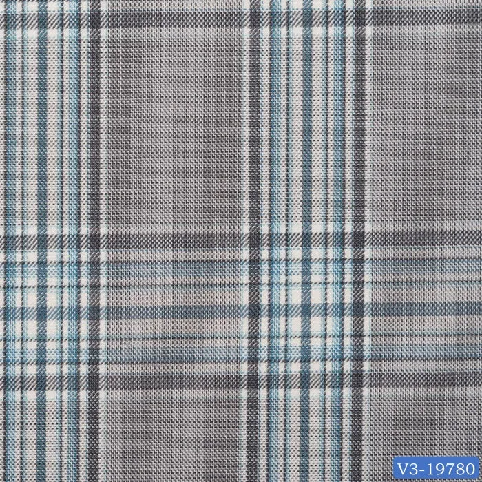 Light Grey with Teal Blue Plaid Check Vest