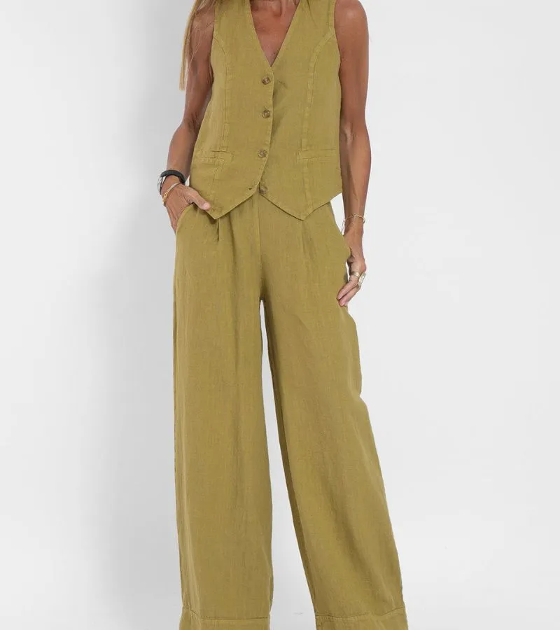 Linen Co-Ord Set | Tailored Vest & Wide-Leg Pants | Lightweight & Breezy