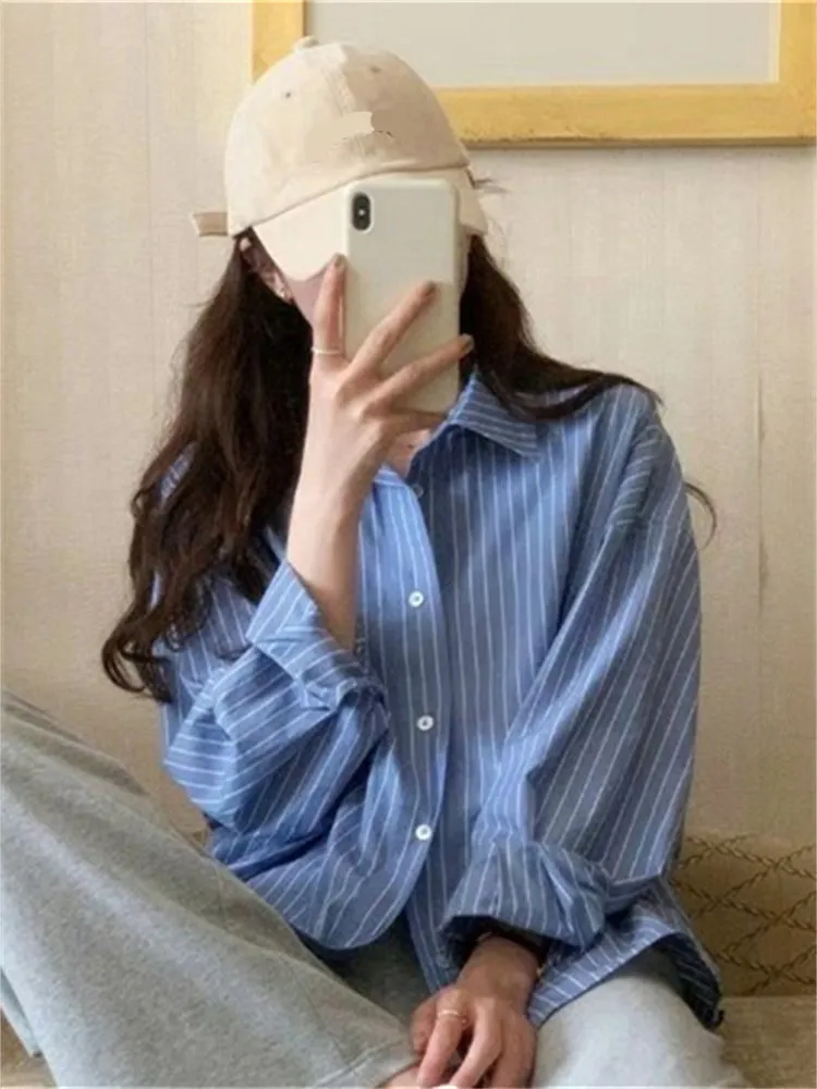 Long Sleeve Elegant Striped Blouse Shirt