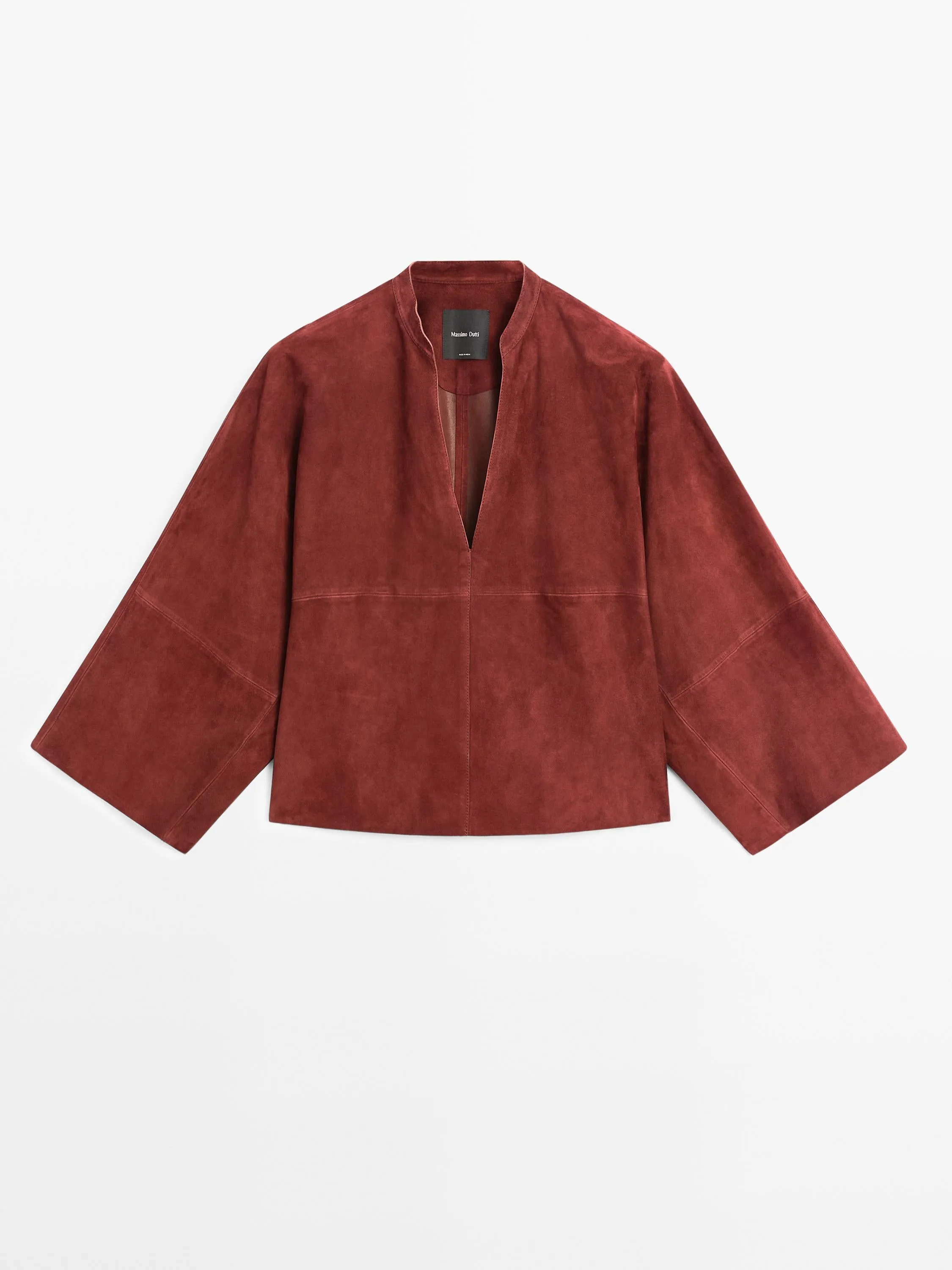 Loose-fitting suede leather shirt