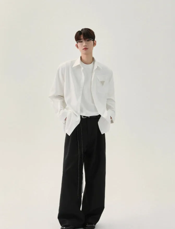 Loose Long-Sleeve Metal Accent Shirt