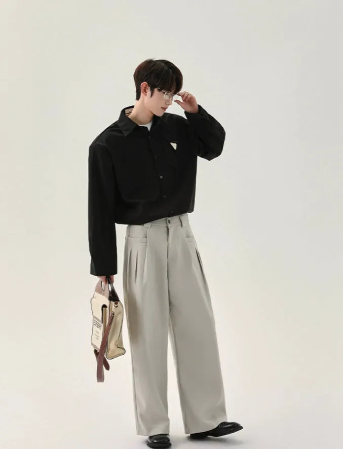Loose Long-Sleeve Metal Accent Shirt