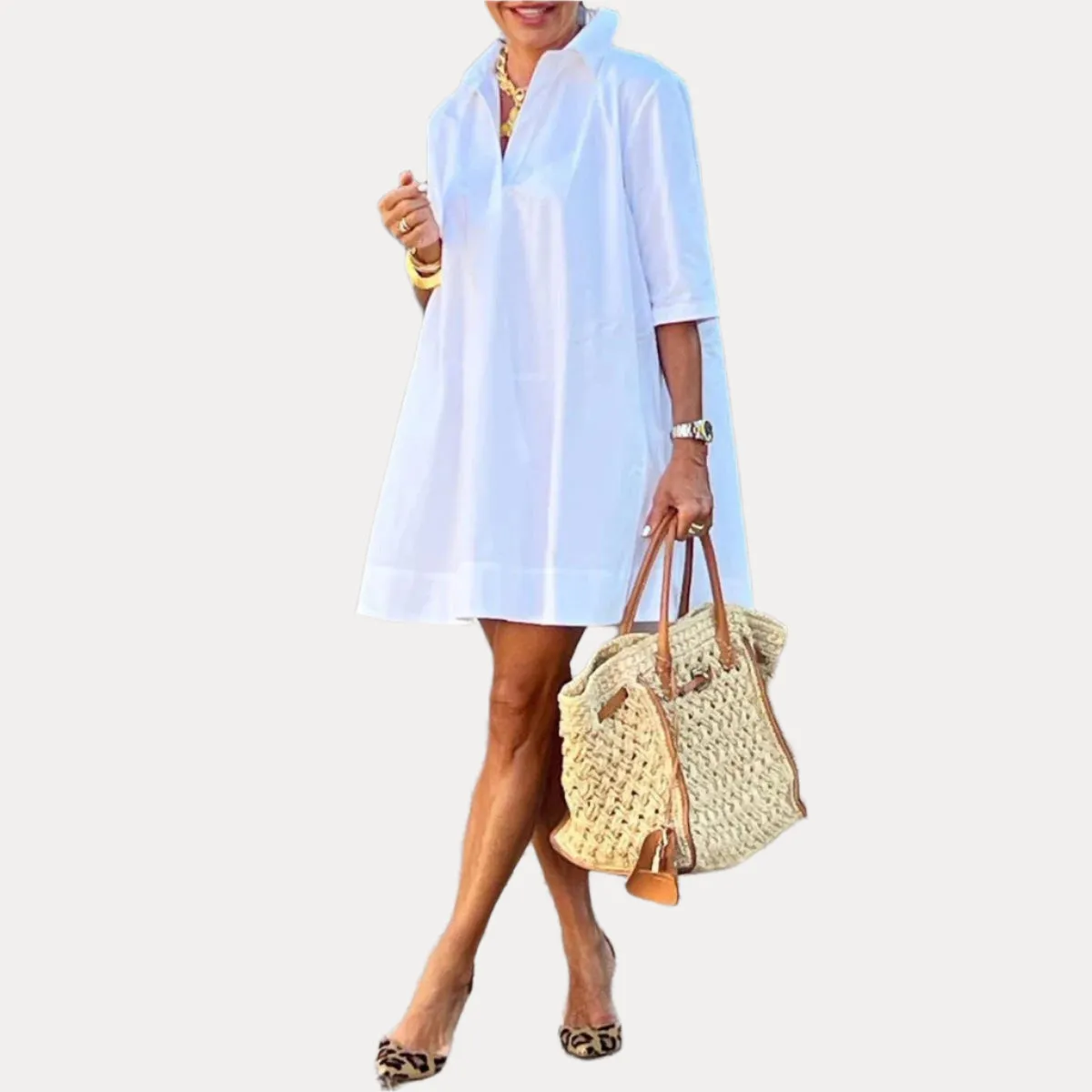 Loose Sleeve A-Line Shirt Dress