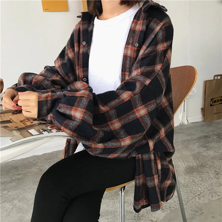 Loose Wool Thicken Plaid Shirt Jacket