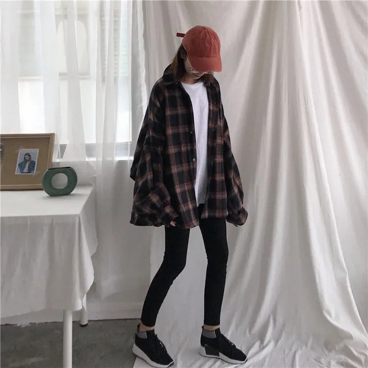 Loose Wool Thicken Plaid Shirt Jacket