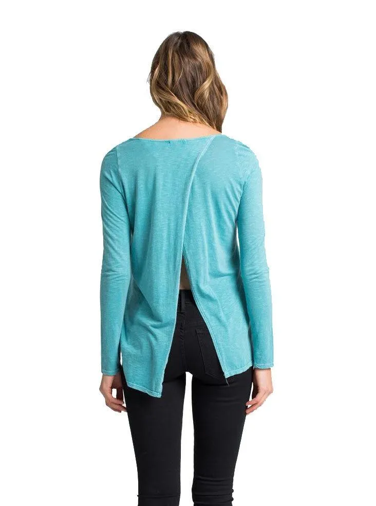 Lory Split Back T-Shirt in Blue Lagoon