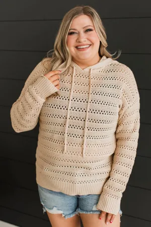 Lovely Delights Open Knit Hoodie- Natural