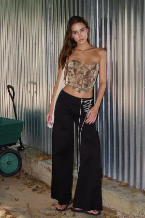 Low-rise Lace-up Wide Pants