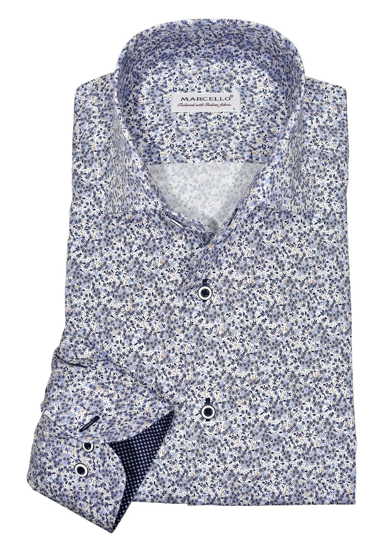 Marcello Sport Slim Fit Roll Collar Shirt