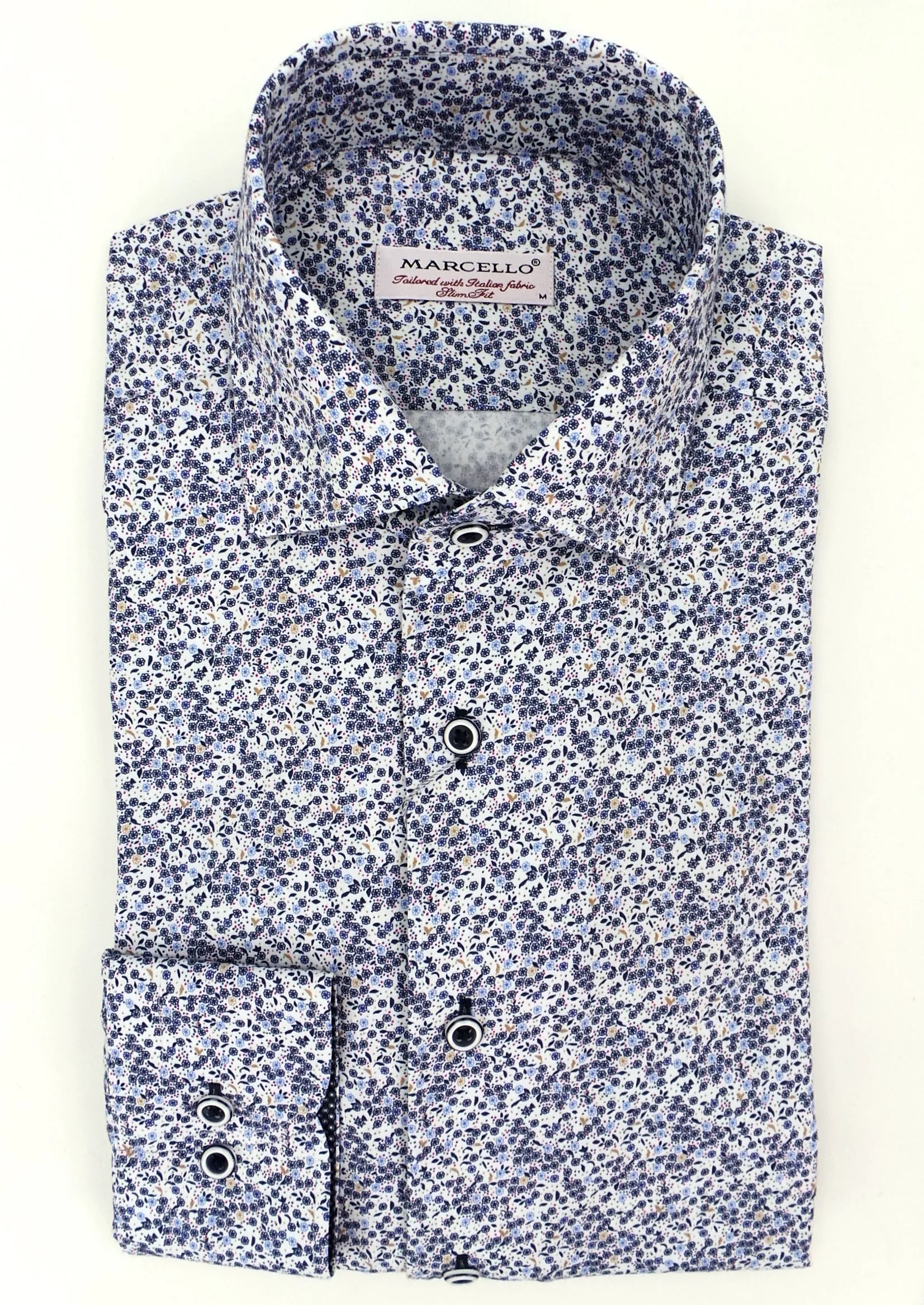 Marcello Sport Slim Fit Roll Collar Shirt