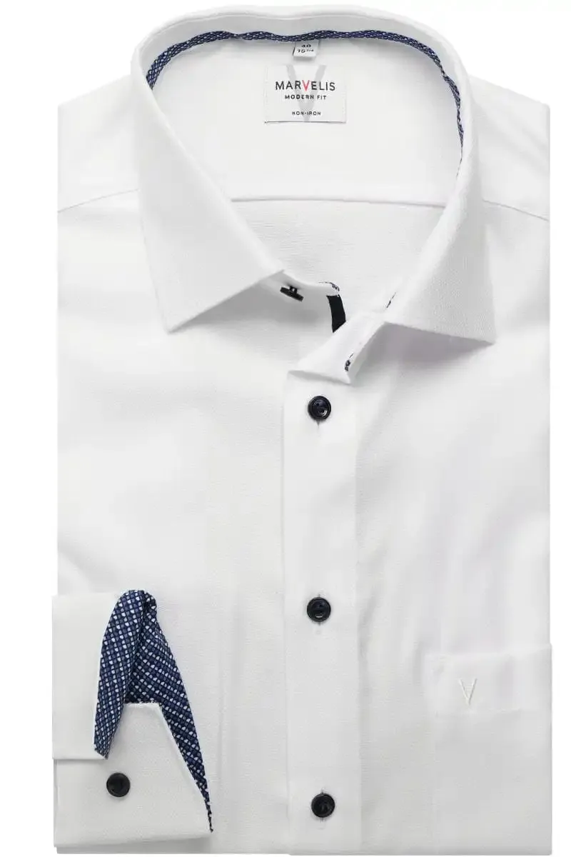 Marvelis Mens Modern Fit Shirt 7222-74-00 White